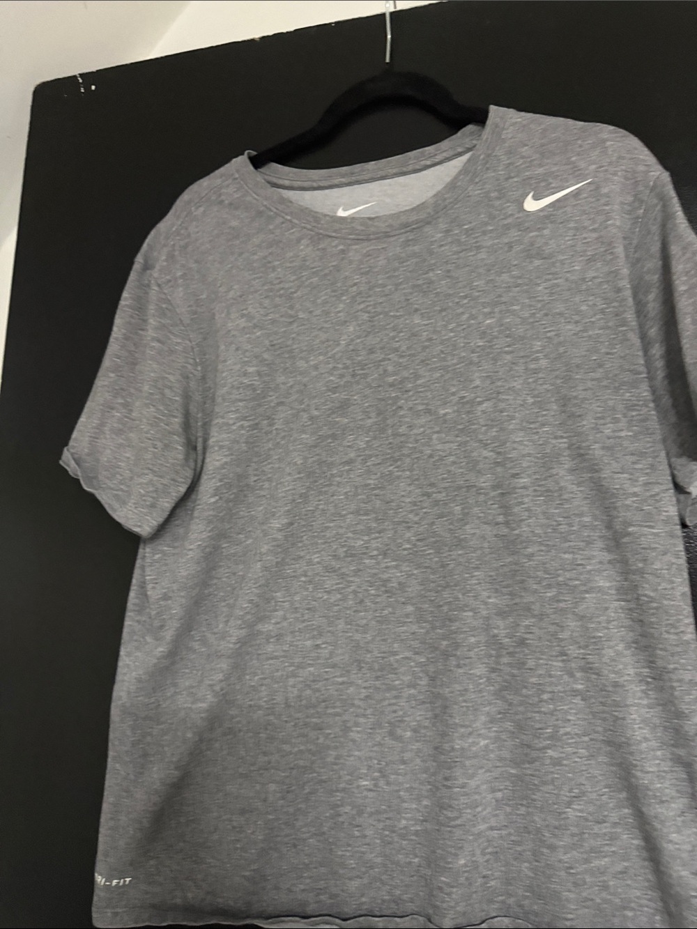 Nike Gray Heather Short Sleeve Crew Neck Tee with White Swoosh